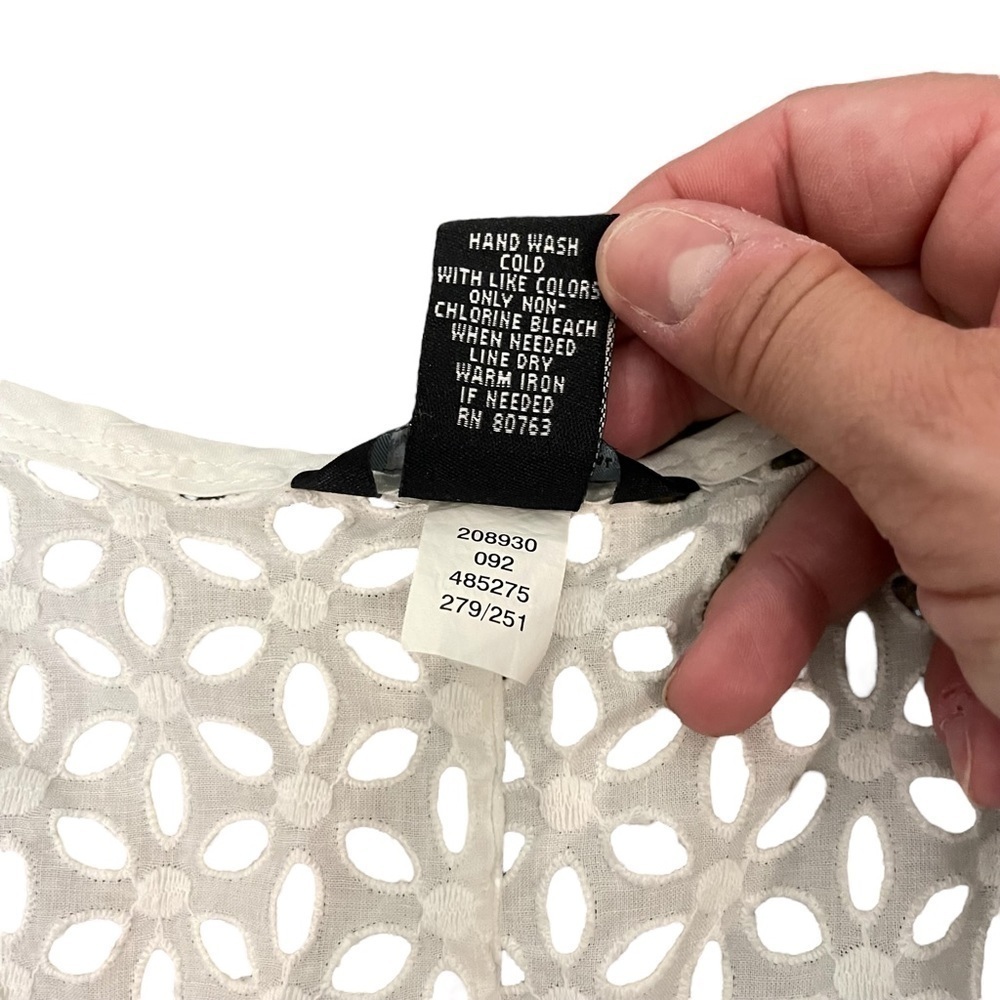 EUC Moda International vest, cotton eyelet fabric, white, size Large. - Picture 8 of 8